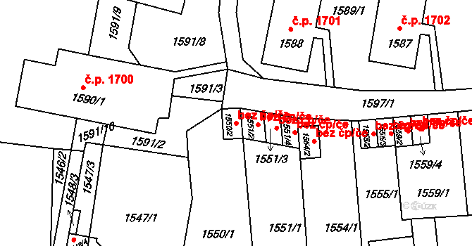 Litoměřice 41663357 na parcele st. 1550/2 v KÚ Litoměřice, Katastrální mapa