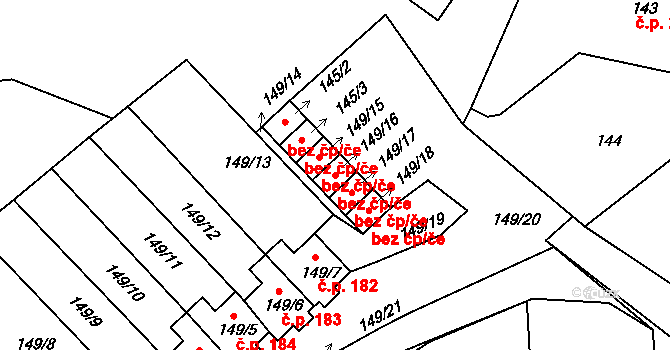 Hradec Králové 42230357 na parcele st. 149/16 v KÚ Plačice, Katastrální mapa