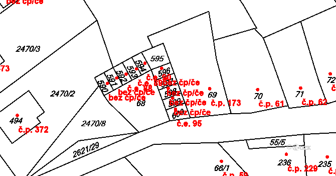 Horní Cerekev 43005357 na parcele st. 598 v KÚ Horní Cerekev, Katastrální mapa