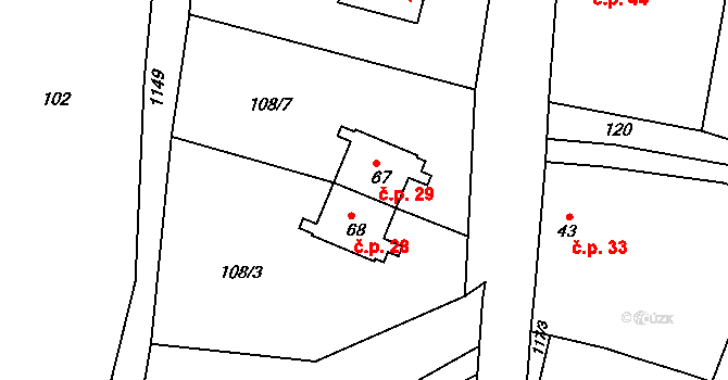 Jančí 29, Březová na parcele st. 67 v KÚ Jančí, Katastrální mapa