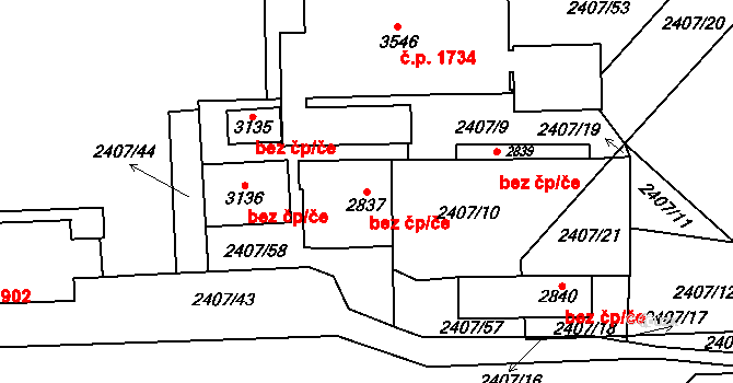 Choceň 45476357 na parcele st. 2837 v KÚ Choceň, Katastrální mapa