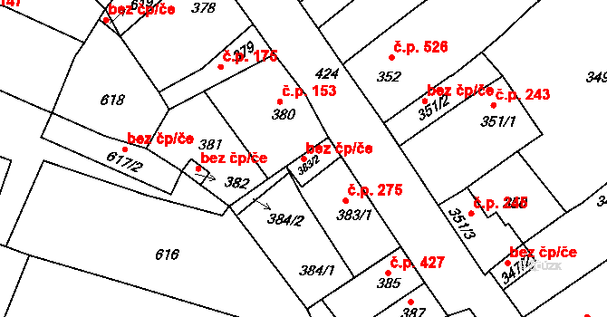 Litoměřice 47600357 na parcele st. 383/2 v KÚ Litoměřice, Katastrální mapa