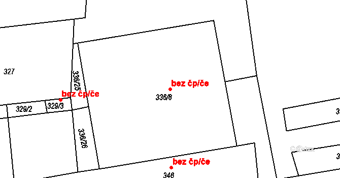 Račetice 48207357 na parcele st. 336/8 v KÚ Račetice, Katastrální mapa