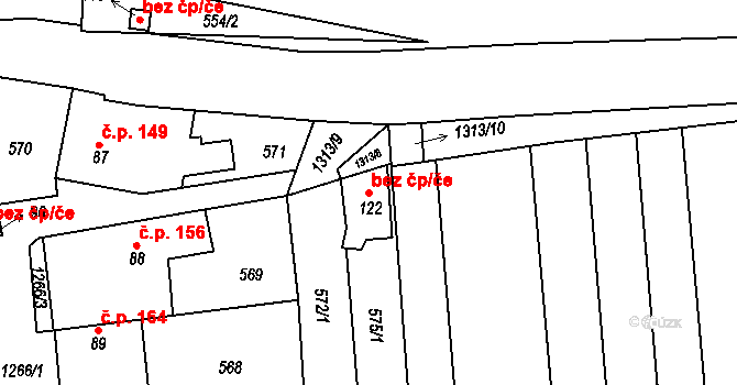 Vranová Lhota 48902357 na parcele st. 122 v KÚ Vranová, Katastrální mapa