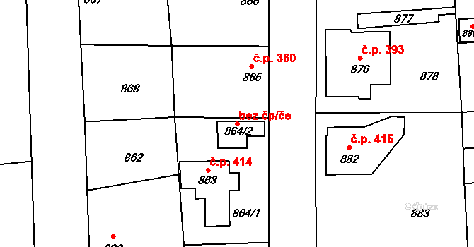 Líně 50266357 na parcele st. 864/2 v KÚ Líně, Katastrální mapa