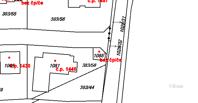 Rudná 50839357 na parcele st. 1085 v KÚ Hořelice, Katastrální mapa