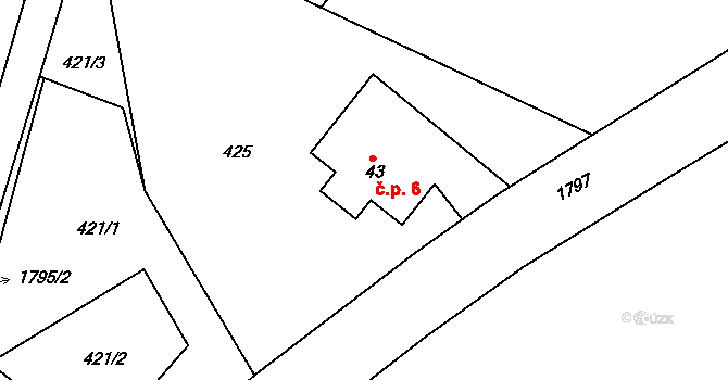 Lipina 6, Mladoňovice na parcele st. 43 v KÚ Deblov, Katastrální mapa
