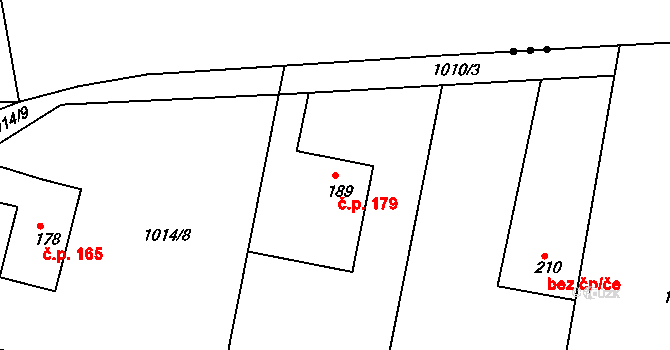 Čimelice 179 na parcele st. 189 v KÚ Čimelice, Katastrální mapa