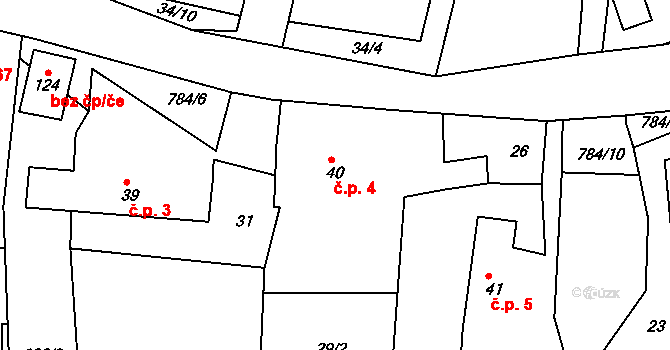 Srlín 4, Bernartice na parcele st. 40 v KÚ Srlín, Katastrální mapa