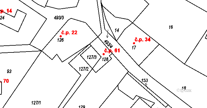 Beroun-Zdejcina 61, Beroun na parcele st. 128 v KÚ Zdejcina, Katastrální mapa