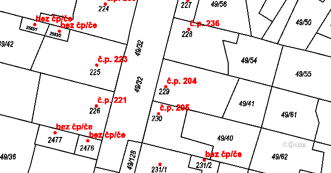 Lobeček 204, Kralupy nad Vltavou na parcele st. 229 v KÚ Lobeček, Katastrální mapa