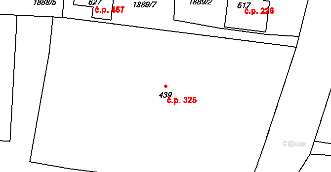 Kožlany 325 na parcele st. 439 v KÚ Kožlany, Katastrální mapa