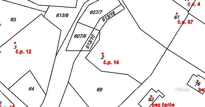 Holkovice 14, Chanovice na parcele st. 2 v KÚ Holkovice, Katastrální mapa