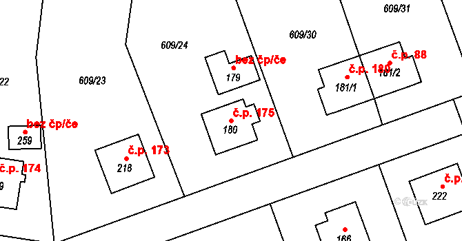 Chromeč 175 na parcele st. 180 v KÚ Chromeč, Katastrální mapa