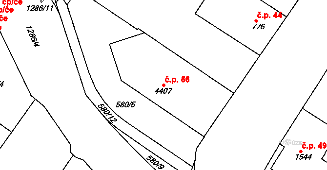 Pražské Předměstí 56, Jičín na parcele st. 4407 v KÚ Jičín, Katastrální mapa