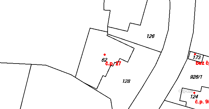 Kamenka 27, Odry na parcele st. 62 v KÚ Kamenka, Katastrální mapa