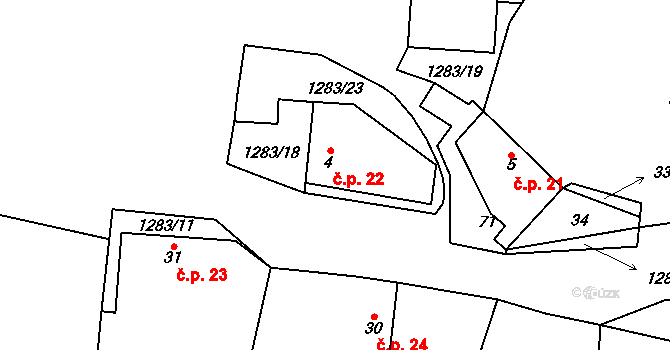 Vlkosovice 22, Černovice na parcele st. 4 v KÚ Vlkosovice, Katastrální mapa