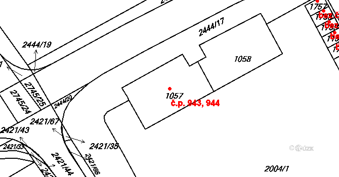Humpolec 943,944 na parcele st. 1057 v KÚ Humpolec, Katastrální mapa