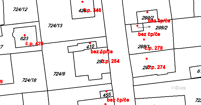 Cítoliby 254 na parcele st. 281 v KÚ Cítoliby, Katastrální mapa