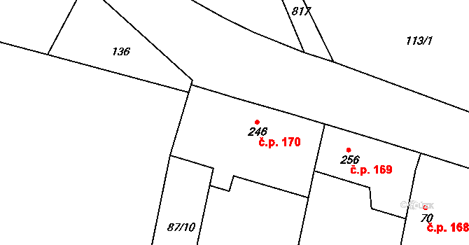 Telce 170, Peruc na parcele st. 246 v KÚ Telce, Katastrální mapa