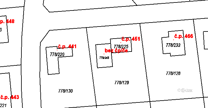 Vřesina 105748358 na parcele st. 778/245 v KÚ Vřesina u Opavy, Katastrální mapa