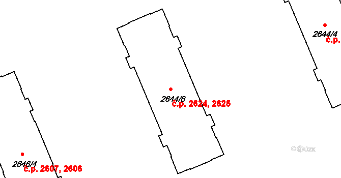 Přerov I-Město 2624,2625, Přerov na parcele st. 2644/6 v KÚ Přerov, Katastrální mapa