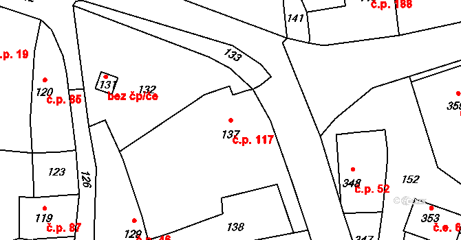 Přerov XII-Žeravice 117, Přerov na parcele st. 137 v KÚ Žeravice, Katastrální mapa