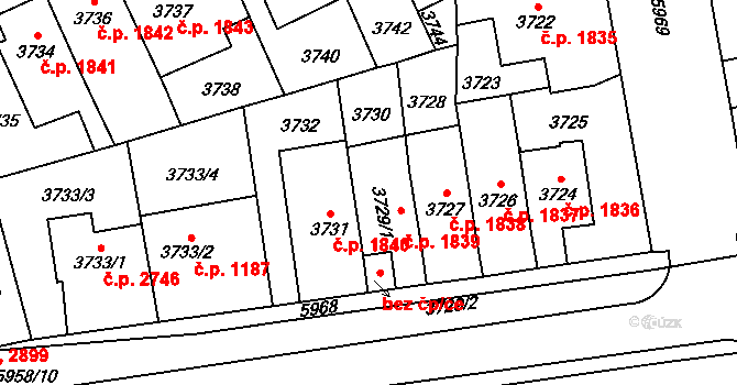 Jihlava 1839 na parcele st. 3729/1 v KÚ Jihlava, Katastrální mapa