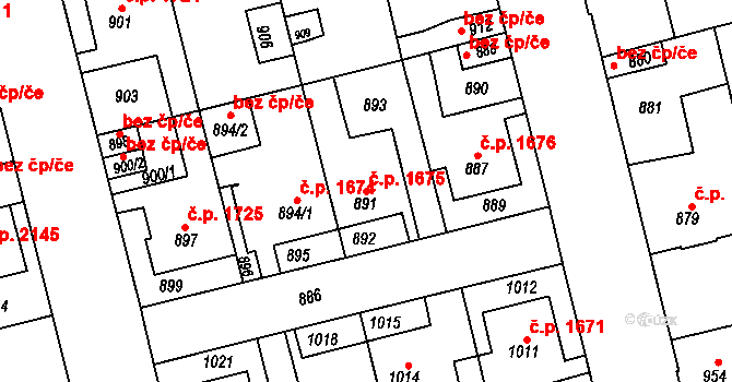 Kladno 1675 na parcele st. 891 v KÚ Kladno, Katastrální mapa