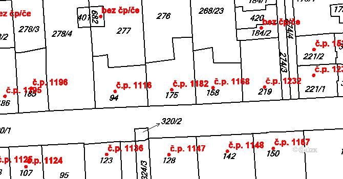 Švermov 1182, Kladno na parcele st. 175 v KÚ Hnidousy, Katastrální mapa