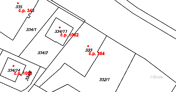 Třeboň II 354, Třeboň na parcele st. 333 v KÚ Třeboň, Katastrální mapa