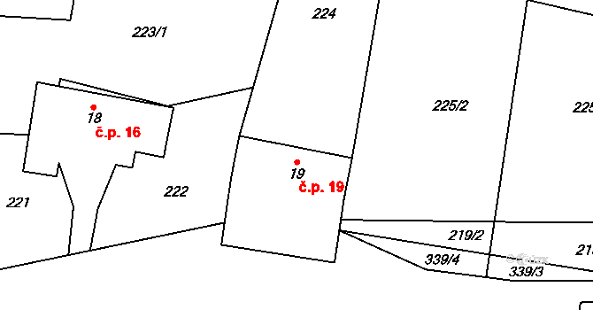 Slovanská Lhota 19, Drevníky na parcele st. 19 v KÚ Slovanská Lhota, Katastrální mapa