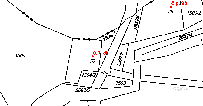 Čeřín 30, Rožmitál na Šumavě na parcele st. 79 v KÚ Čeřín, Katastrální mapa