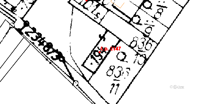 Podlusky 2147, Roudnice nad Labem na parcele st. 194 v KÚ Podlusky, Katastrální mapa