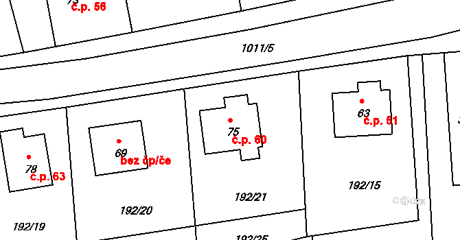 Bechyňská Smoleč 60, Sudoměřice u Bechyně na parcele st. 75 v KÚ Bechyňská Smoleč, Katastrální mapa