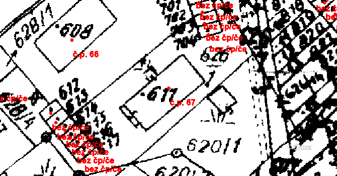 Červená Voda 67 na parcele st. 611 v KÚ Červená Voda, Katastrální mapa