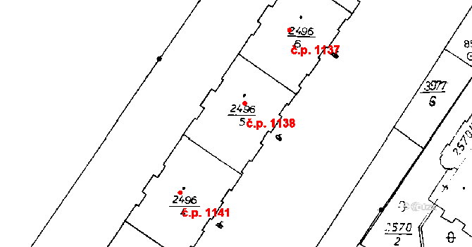 Poděbrady III 1138, Poděbrady na parcele st. 2496/5 v KÚ Poděbrady, Katastrální mapa