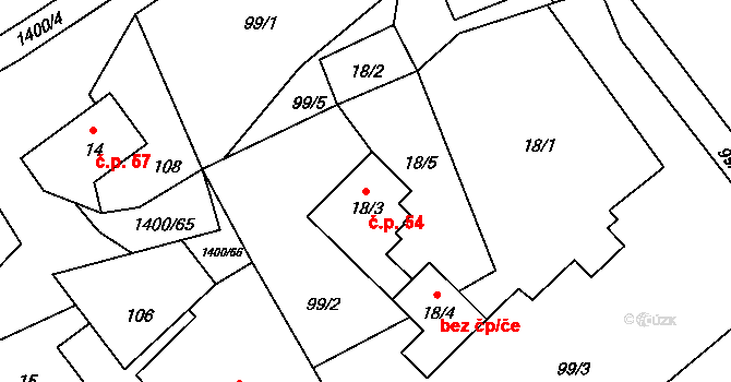 Bílý Potok 54, Javorník na parcele st. 18/3 v KÚ Bílý Potok, Katastrální mapa