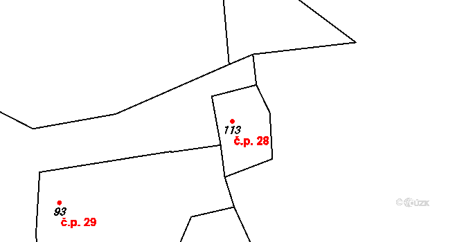Řehnice 28, Krnsko na parcele st. 113 v KÚ Řehnice, Katastrální mapa