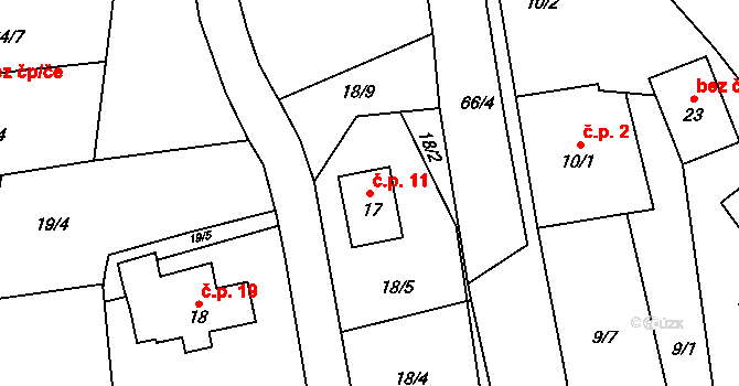 Klášterský Mlýn 11, Rejštejn na parcele st. 17 v KÚ Klášterský Mlýn I, Katastrální mapa