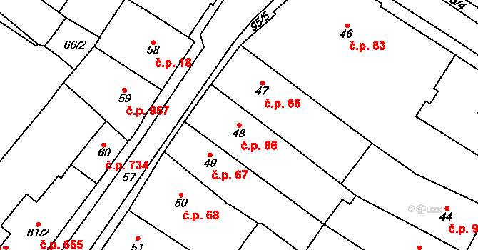 Chomutov 66 na parcele st. 48 v KÚ Chomutov I, Katastrální mapa