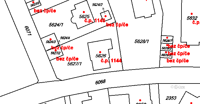 Liberec I-Staré Město 1144, Liberec na parcele st. 5626 v KÚ Liberec, Katastrální mapa