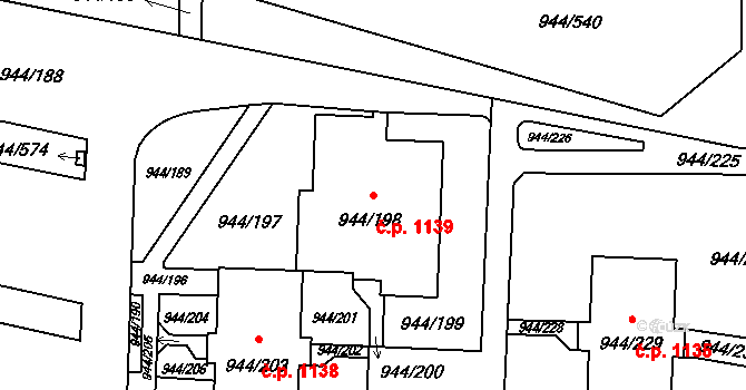 Šumbark 1139, Havířov na parcele st. 944/198 v KÚ Šumbark, Katastrální mapa