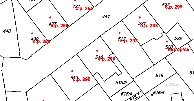 České Budějovice 6 296, České Budějovice na parcele st. 516 v KÚ České Budějovice 6, Katastrální mapa