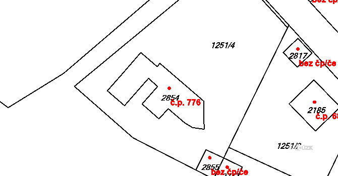 Týn nad Vltavou 776 na parcele st. 2854 v KÚ Týn nad Vltavou, Katastrální mapa