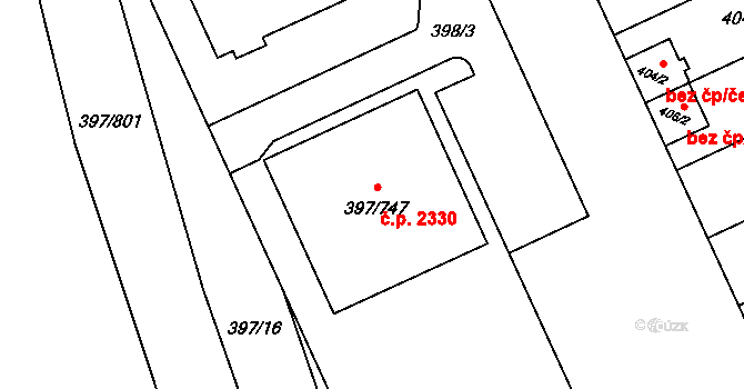 Chodov 2330, Praha na parcele st. 397/747 v KÚ Chodov, Katastrální mapa