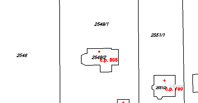 Horní Těrlicko 805, Těrlicko na parcele st. 2549/2 v KÚ Horní Těrlicko, Katastrální mapa