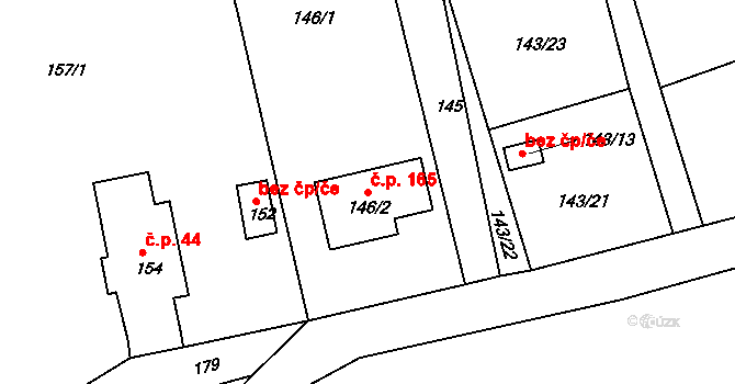 Liberec XX-Ostašov 165, Liberec na parcele st. 146/2 v KÚ Ostašov u Liberce, Katastrální mapa