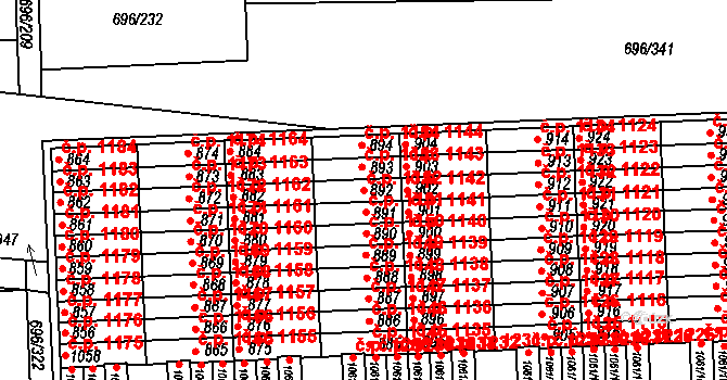 Klokoty 1152, Tábor na parcele st. 892 v KÚ Klokoty, Katastrální mapa