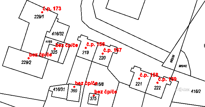 Dětřichov nad Bystřicí 157 na parcele st. 220 v KÚ Dětřichov nad Bystřicí, Katastrální mapa